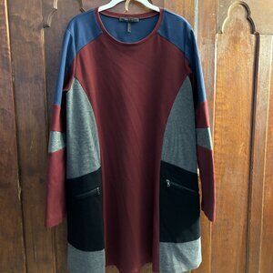 BCBG Max Azria sweatshirt fabric color-blocked A-line dress